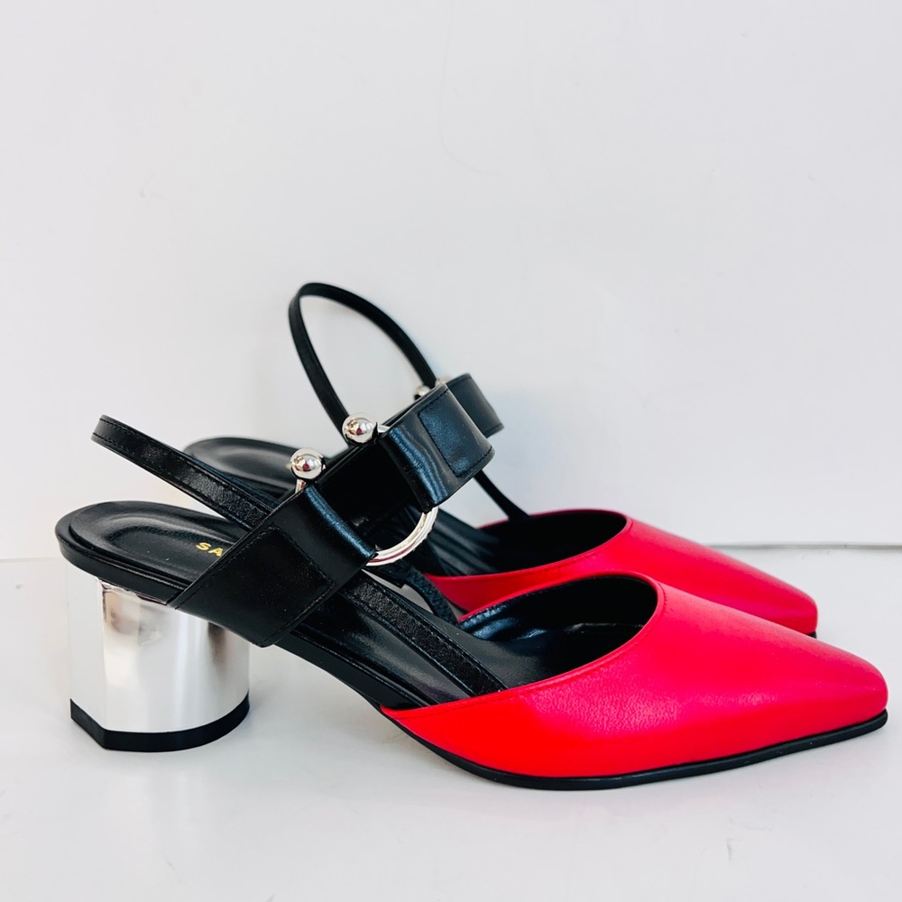 Salondeju red sling back pumps